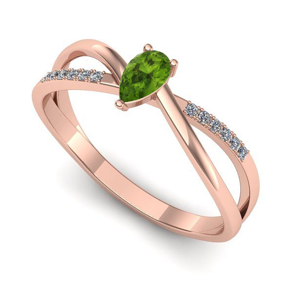 Inel logodna din aur roz cu peridot