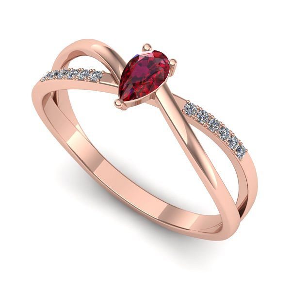 Inel din aur roz cu rubin