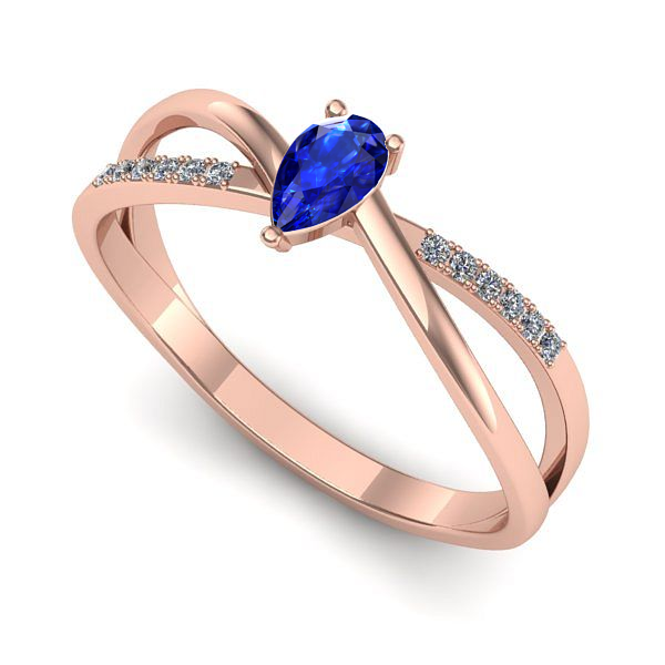Inel logodna din aur roz cu safir