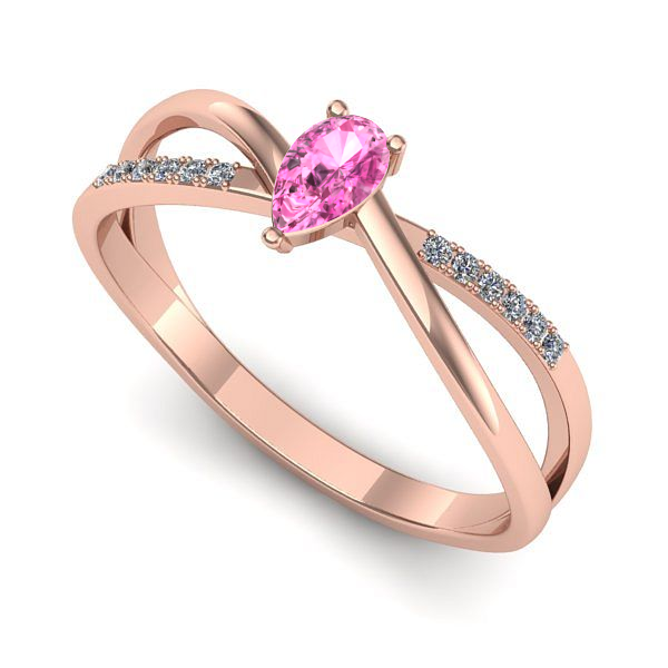 Inel din aur roz cu safir roz