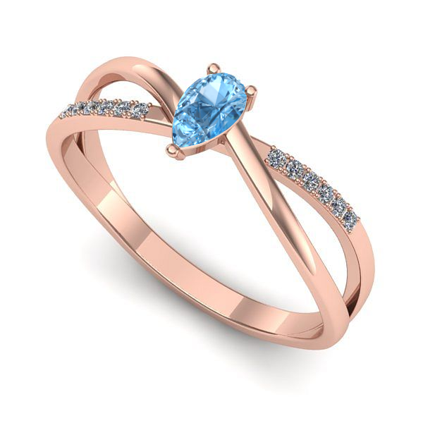 Inel de logodna din aur roz cu topaz blue