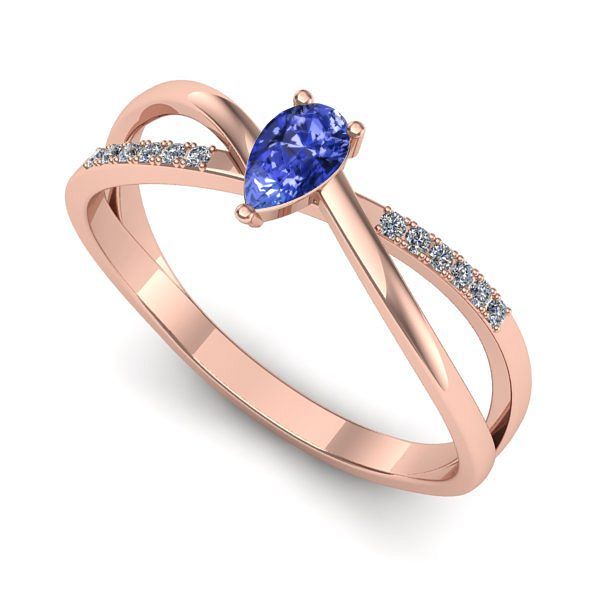 Inel din aur roz cu tanzanit