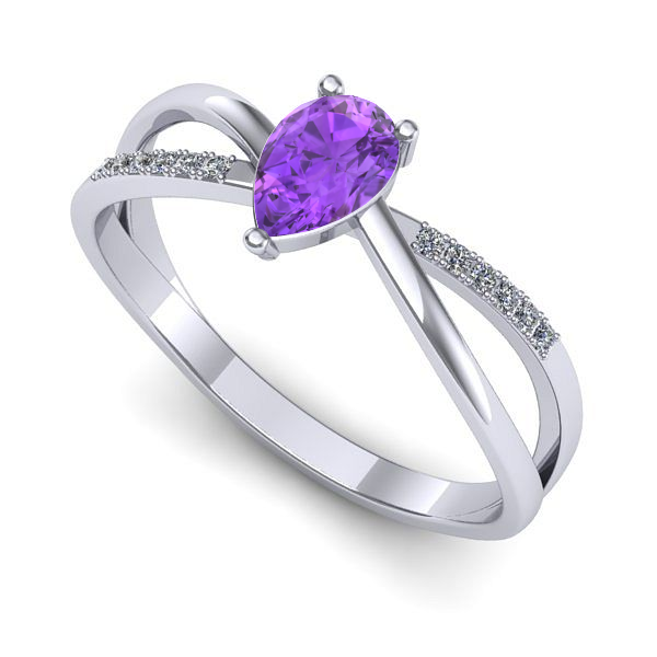 Inel logodna din aur alb cu ametist