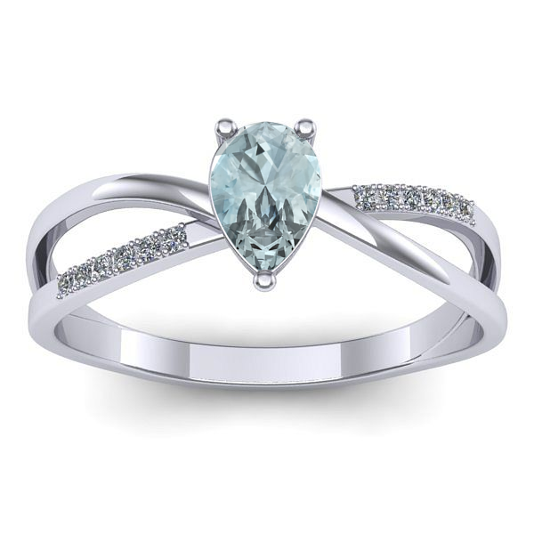 Inel logodna cu aquamarin lacrima