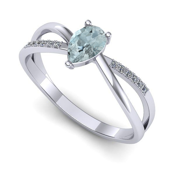 Inel din aur alb cu aquamarin