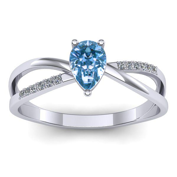 Inel de logodna cu diamant de laborator albastru lacrima
