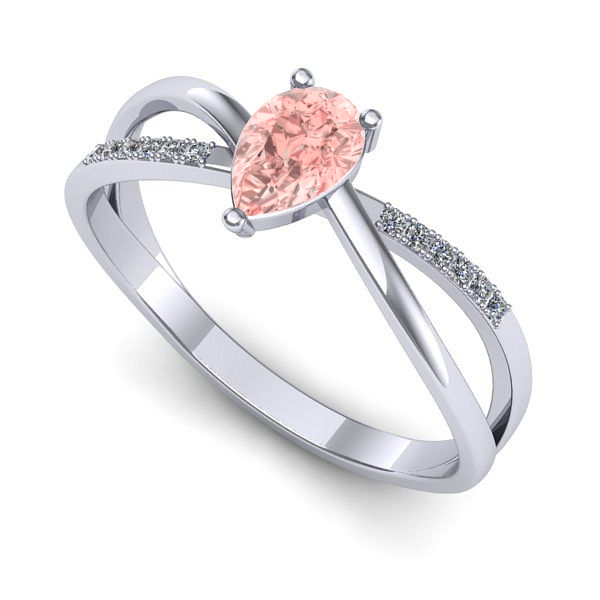 Inel logodna din aur alb cu diamant de laborator roz