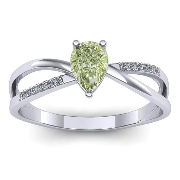 Inel logodna cu diamant de laborator verde lacrima