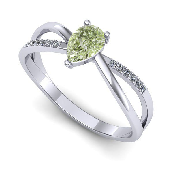 Inel logodna din aur alb cu diamant de laborator verde