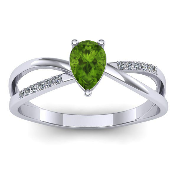 Inel de logodna cu peridot lacrima