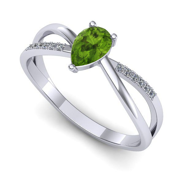 Inel de logodna din aur alb cu peridot