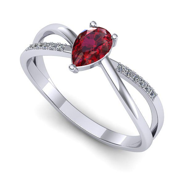 Inel logodna din aur alb cu rubin