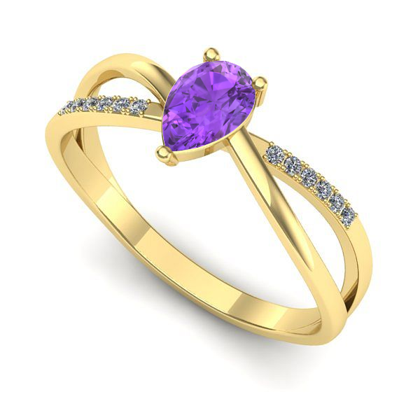 Inel din aur galben cu ametist