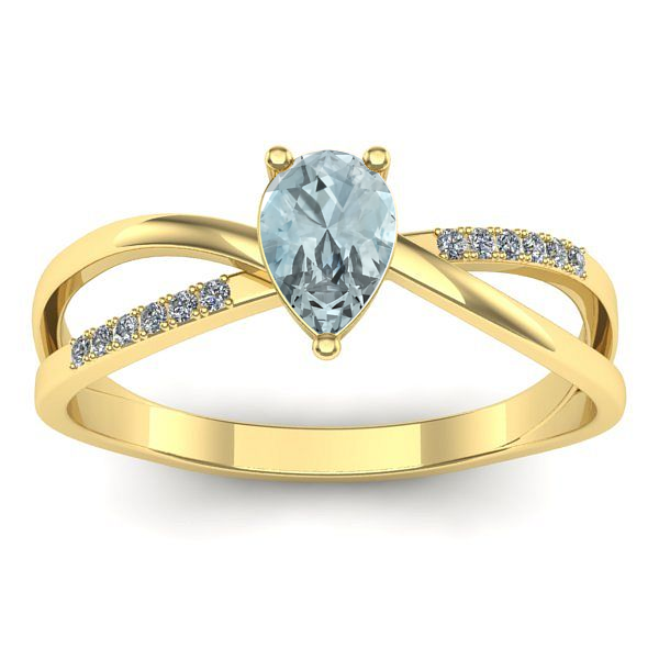 Inel logodna cu aquamarin lacrima