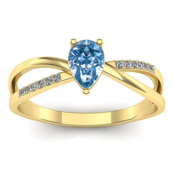 Inel cu diamant de laborator albastru lacrima