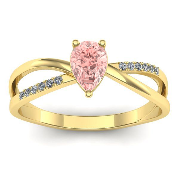 Inel logodna cu diamant de laborator roz lacrima