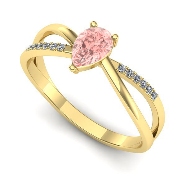 Inel din aur galben cu diamant de laborator roz