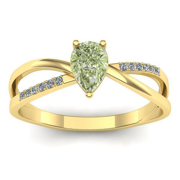 Inel cu diamant de laborator verde lacrima