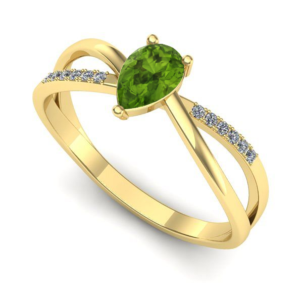 Inel de logodna din aur galben cu peridot