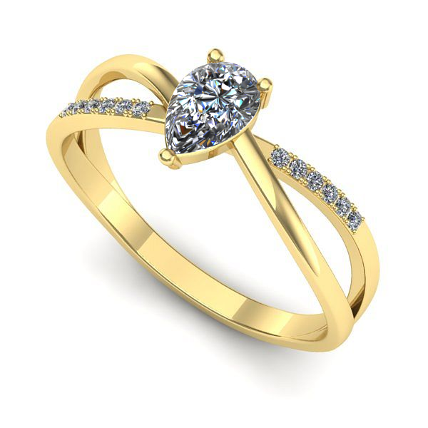 Inel logodna din aur galben cu safir alb