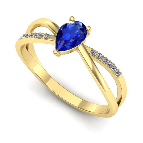 Inel logodna din aur galben cu safir