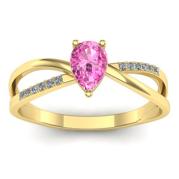 Inel logodna cu safir roz lacrima