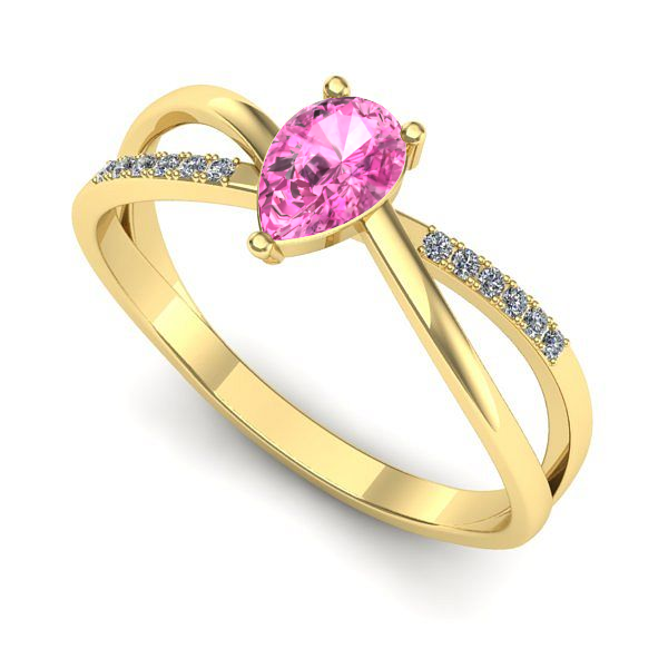 Inel din aur galben cu safir roz