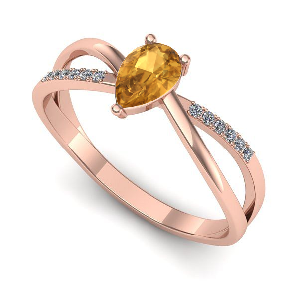 Inel de logodna din aur roz cu citrin