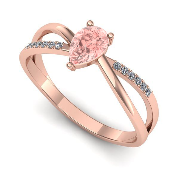 Inel logodna din aur roz cu diamant de laborator roz