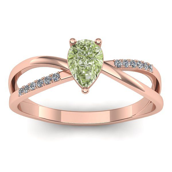 Inel de logodna cu diamant de laborator verde lacrima