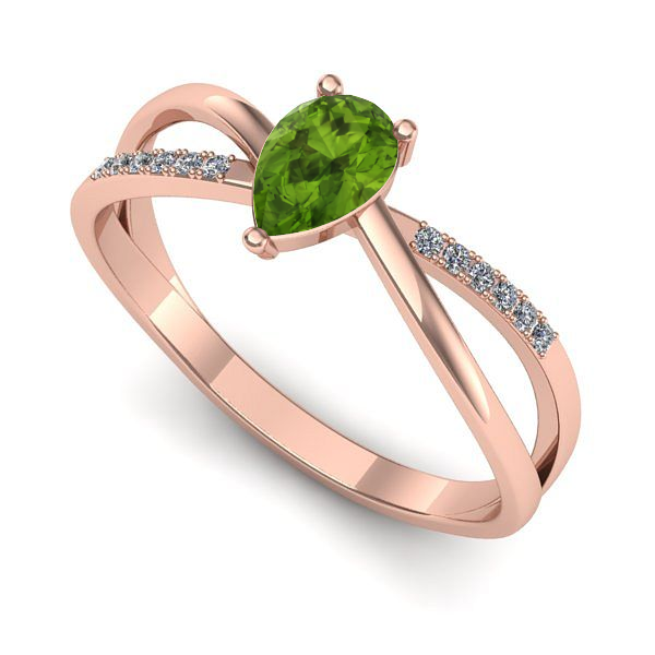 Inel de logodna din aur roz cu peridot