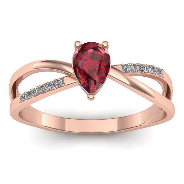 Inel logodna cu rubin lacrima