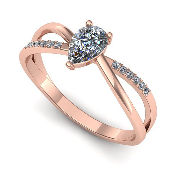 Inel de logodna din aur roz cu safir alb