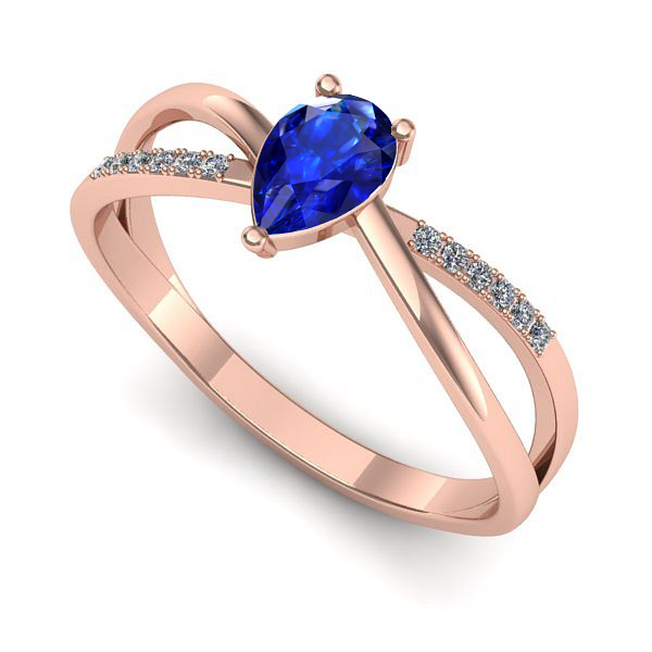 Inel logodna din aur roz cu safir