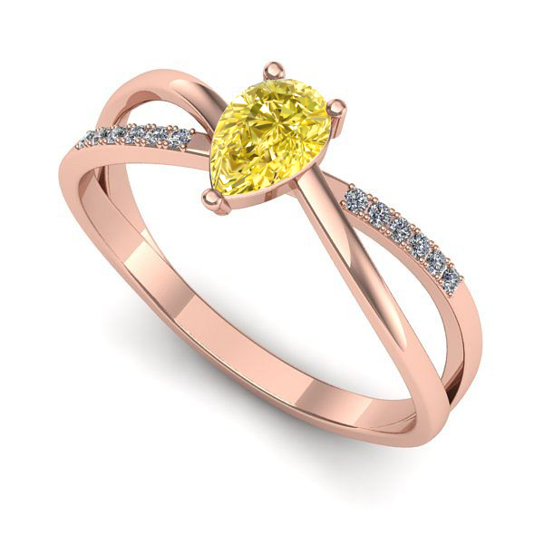 Inel logodna din aur roz cu safir galben