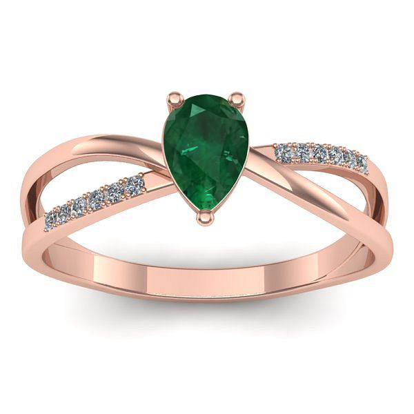 Inel logodna cu smarald lacrima