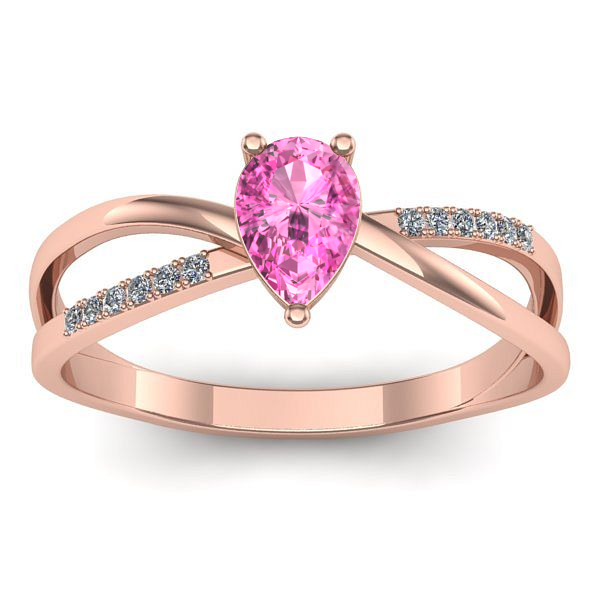 Inel logodna cu safir roz lacrima
