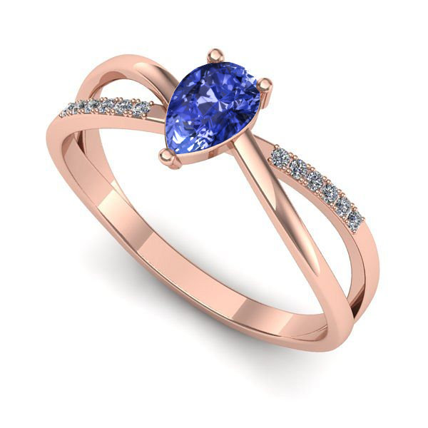 Inel de logodna din aur roz cu tanzanit
