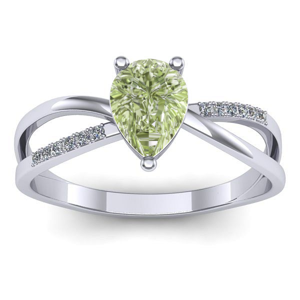 Inel logodna cu diamant de laborator verde lacrima
