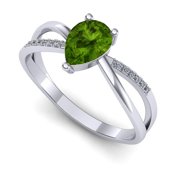 Inel logodna din aur alb cu peridot