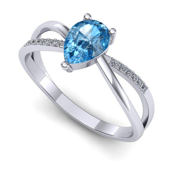 Inel din aur alb cu topaz blue