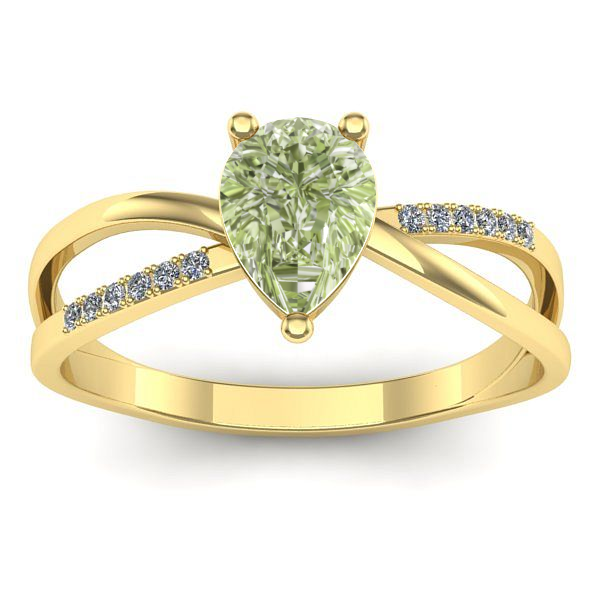 Inel de logodna cu diamant de laborator verde lacrima