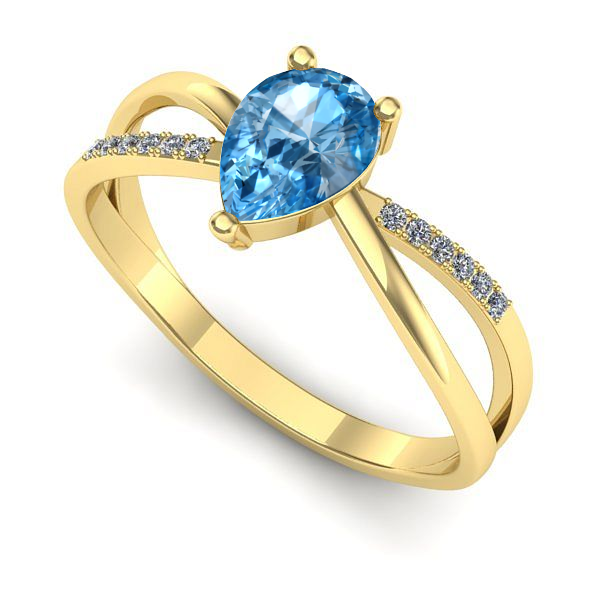Inel din aur galben cu topaz blue
