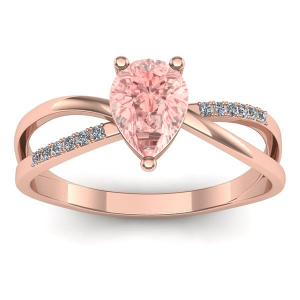 Inel de logodna cu diamant de laborator roz lacrima