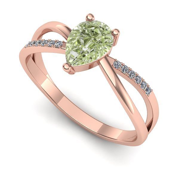 Inel logodna din aur roz cu diamant de laborator verde