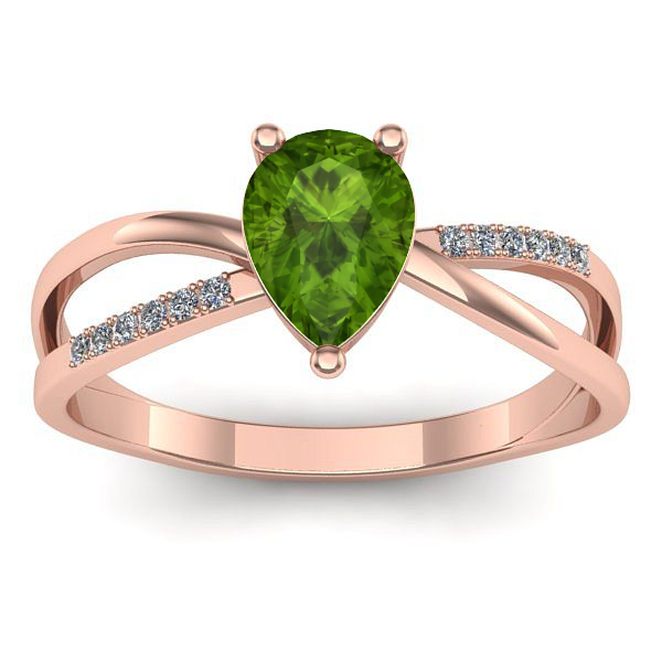 Inel de logodna cu peridot lacrima