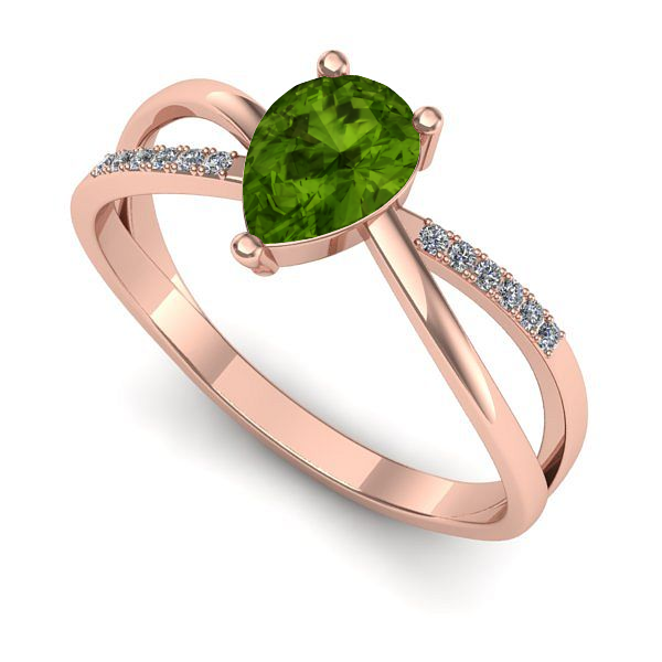 Inel din aur roz cu peridot