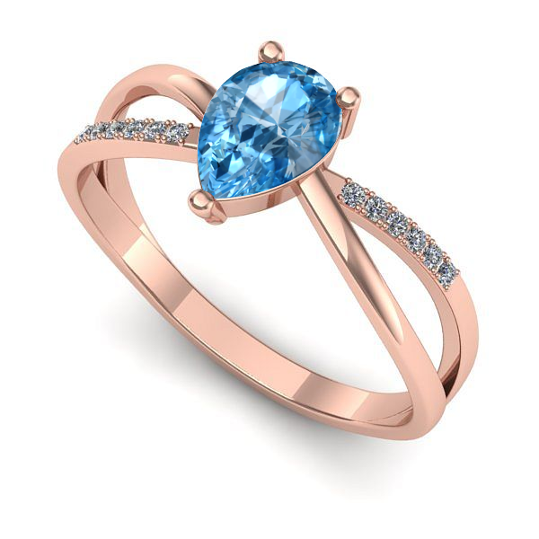 Inel din aur roz cu topaz blue