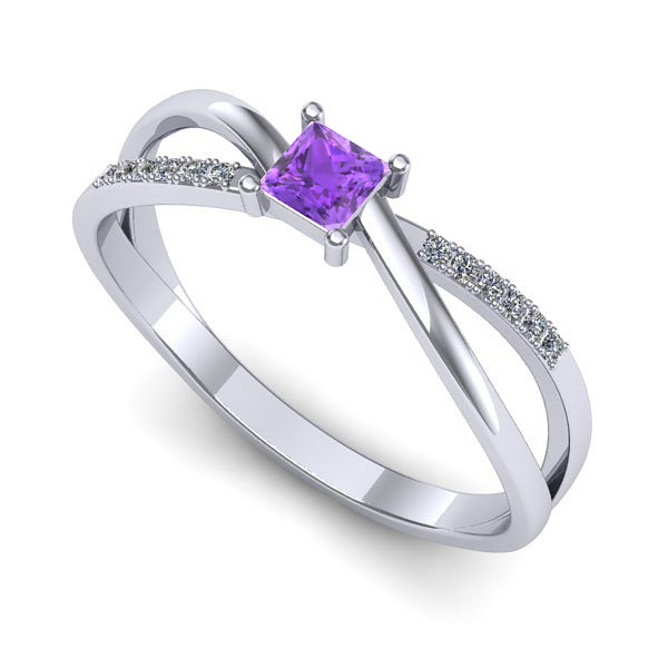 Inel de logodna din aur alb cu ametist
