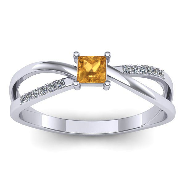 Inel de logodna cu citrin patrat